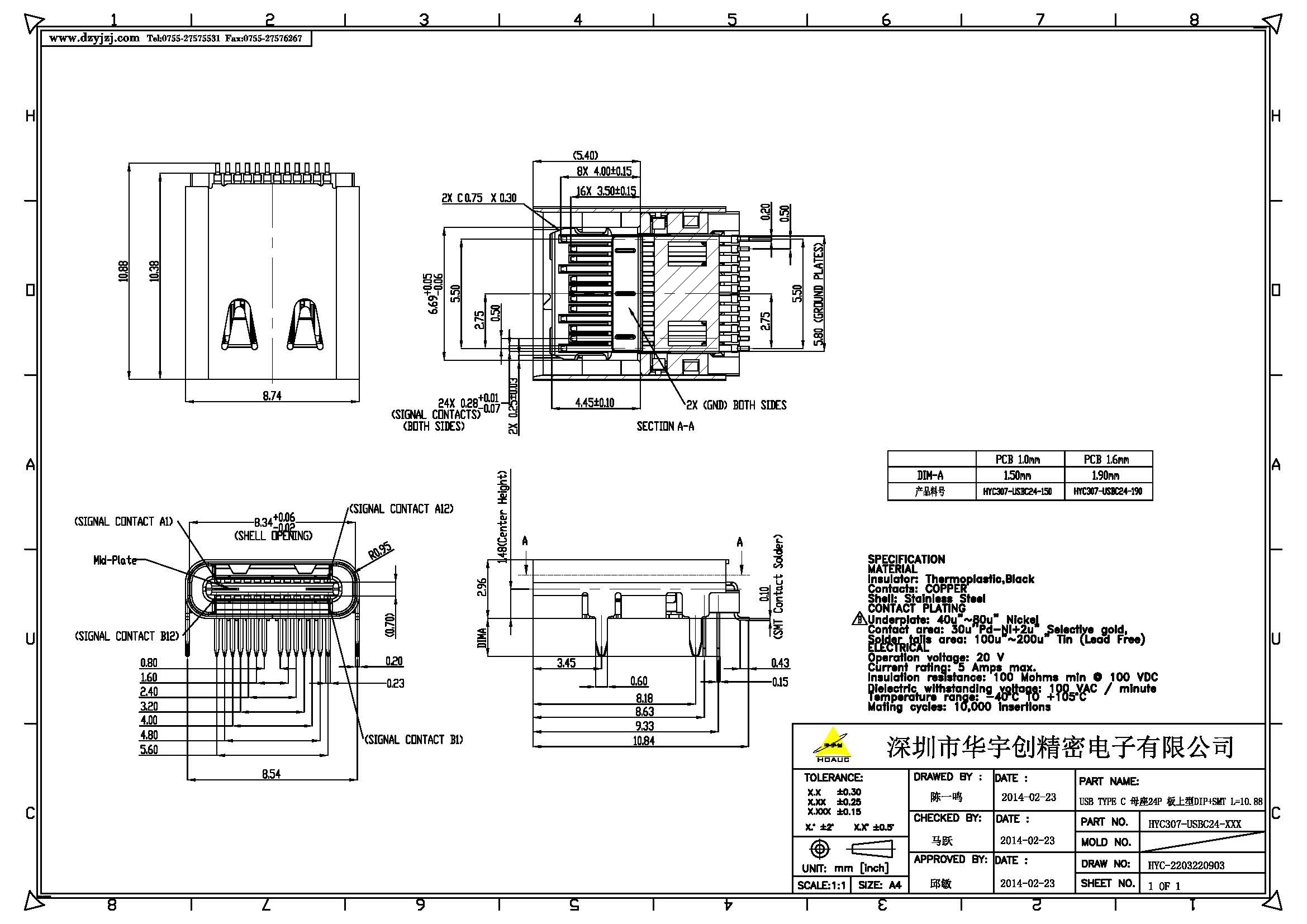 USB TYPE C 母座24P 板上型DIP+SMT L=10.88產(chǎn)品圖_頁面_1.jpg