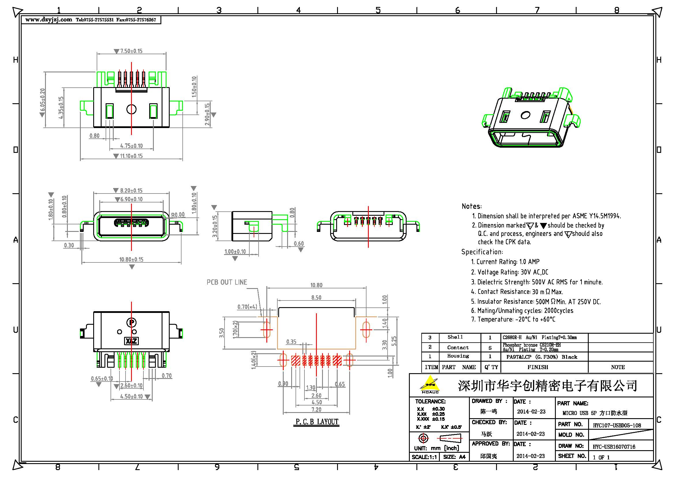 MICRO USB 5P 方口防水型產(chǎn)品圖.jpg